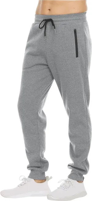 Mens Jogger Sweatpants Drawstring Lightweight Casual Slim Fit Pants Gym Athletic Workout Trousers with Zipper Pockets