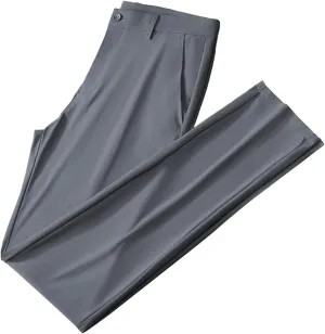 Mens Lightweight Pants Plain Suit Pants Open Bottom Claasic Business Casual Trousers Straight Leg Pants for Summer