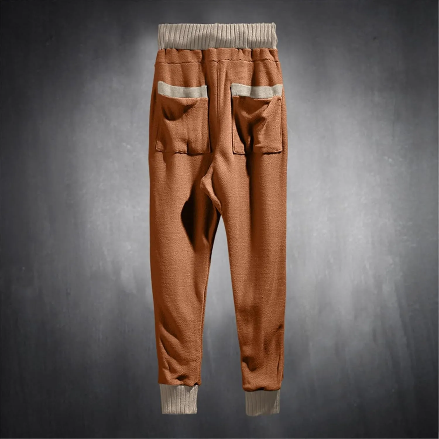 Mens Novelty Drawstring Slim Fit Knitted Casual Loose Lightweight Wrinkle Free Fashion Long Dress Suit Trousers Pants