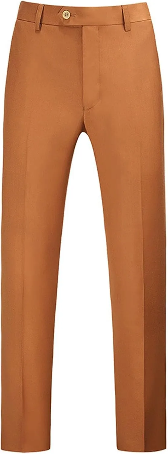 Mens Plus Size Dress Pants Plain Slim Fit Suit Pants Casual Trendy Party Trousers Straight Leg Flat Front Slacks