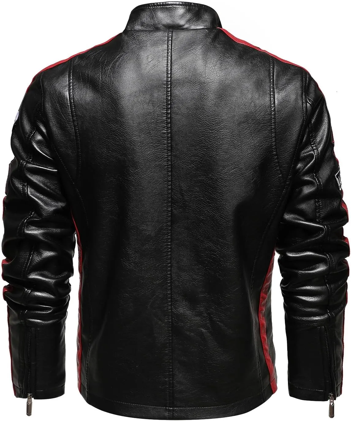 Men's PU Leather Jacket Windbreaker Leather Motorcycle Jacket Men Racing Jacket Riding Coat