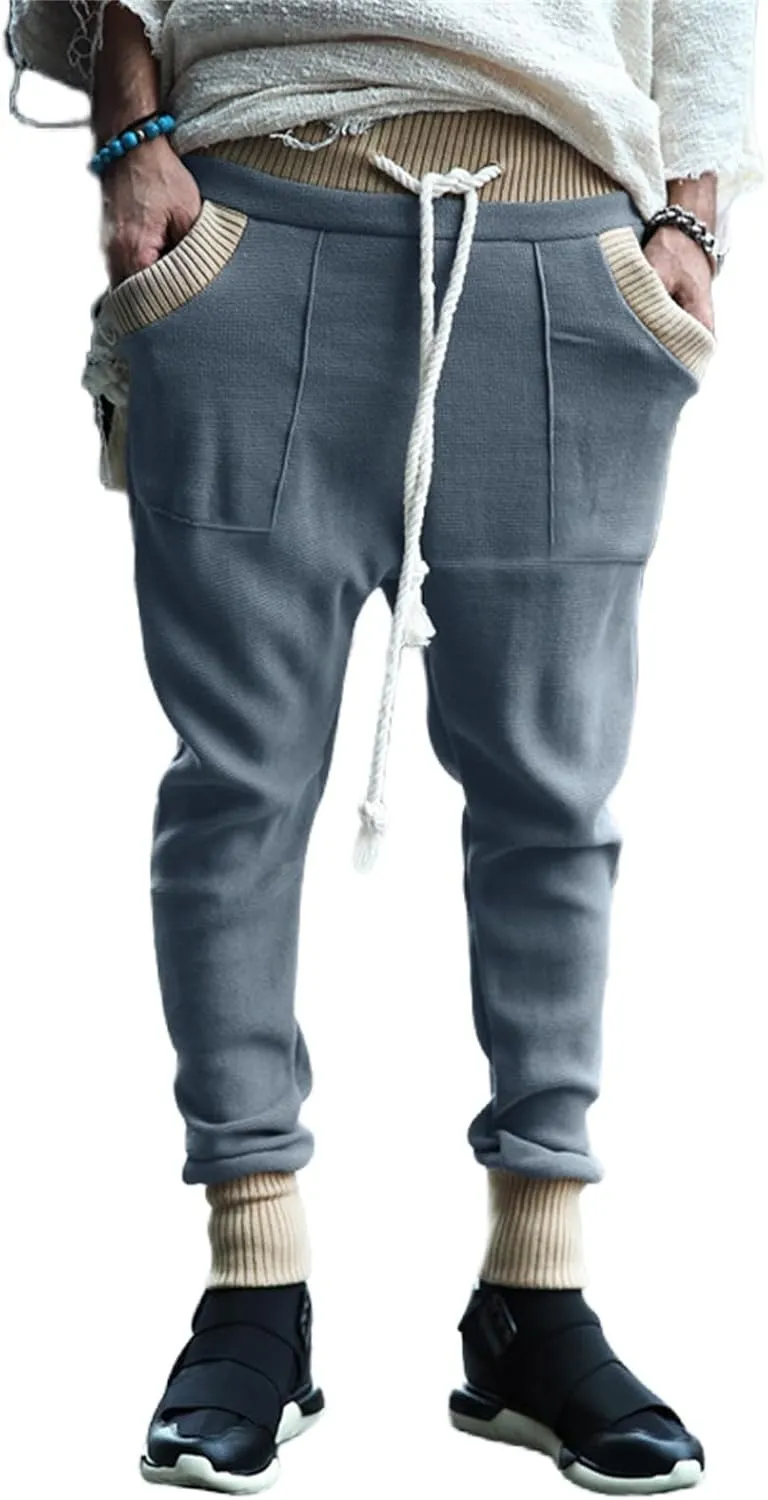 Men's Slim Fit Joggers Patchwork Knit Novelty Pants Active Workout Lightweight Casual Trousers Fashion Sweatpants