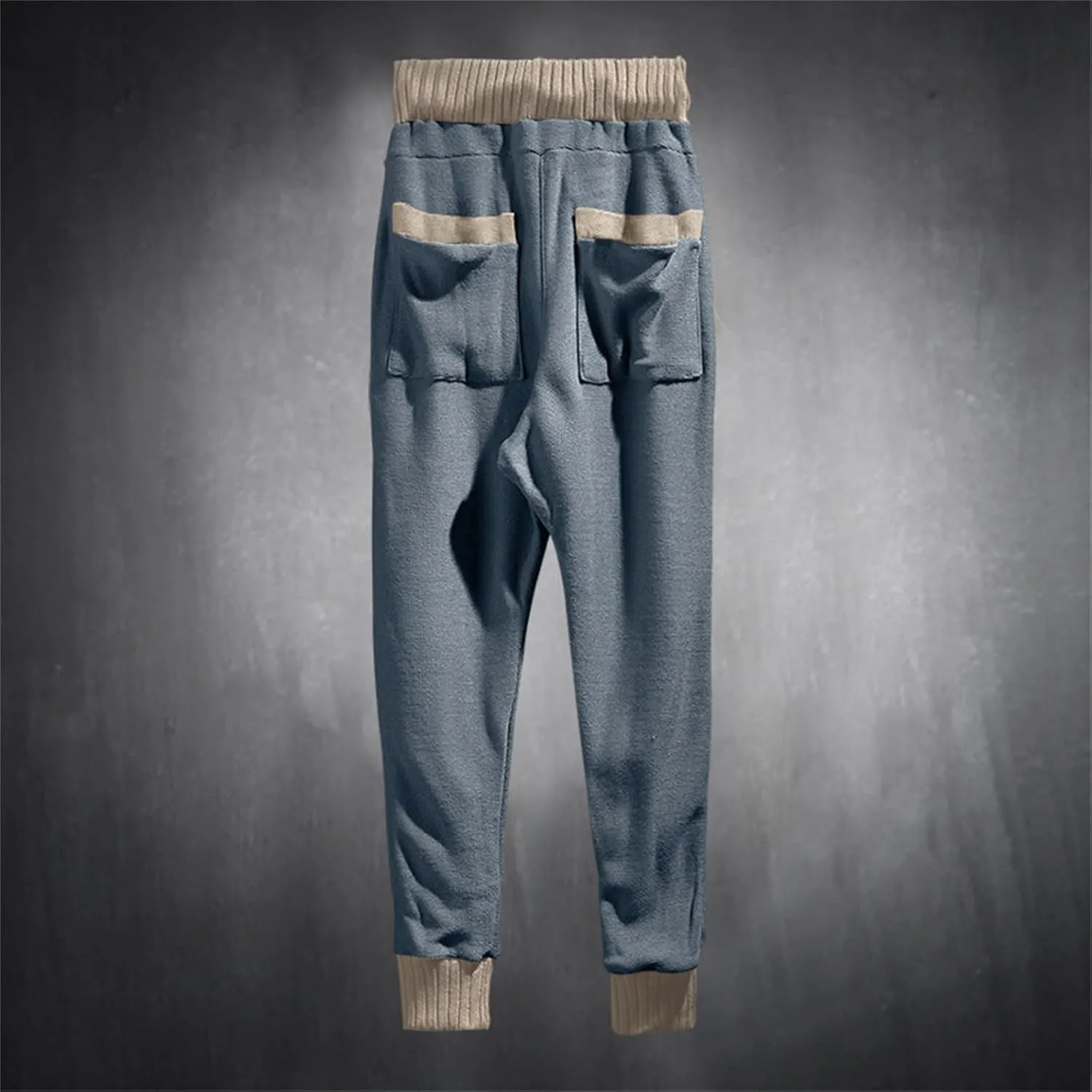 Men's Slim Fit Joggers Patchwork Knit Novelty Pants Active Workout Lightweight Casual Trousers Fashion Sweatpants