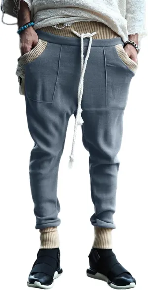 Men's Slim Fit Joggers Patchwork Knit Novelty Pants Active Workout Lightweight Casual Trousers Fashion Sweatpants