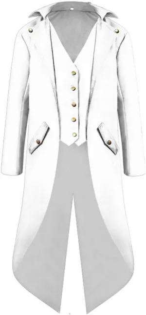 Men's Steampunk Vintage Tailcoat Gothic Victorian Coat Punk Costume Mid-Century Tuxedo Clothing