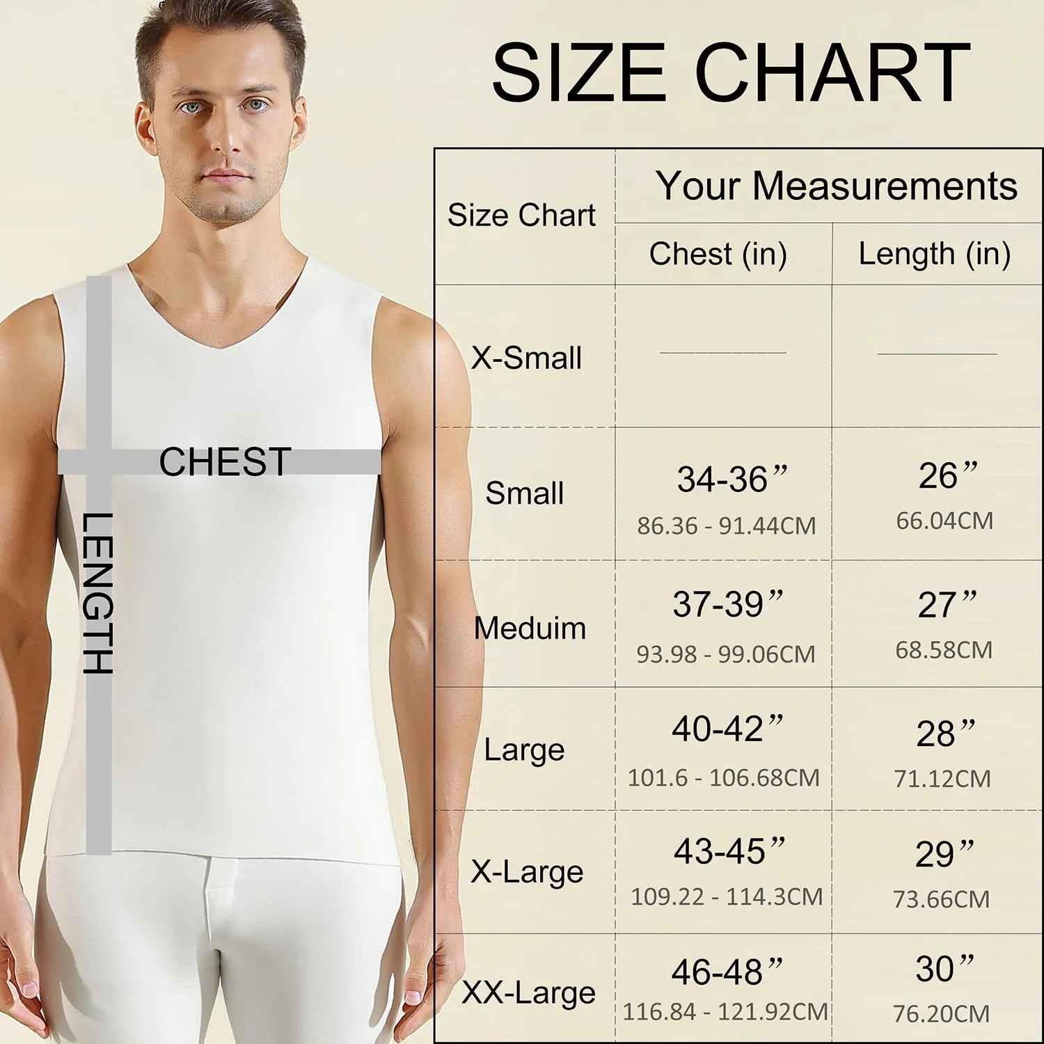 Men's Thermal Underwear Tank Top Base Layer Shirts Fleece Winter Warm Undershirt
