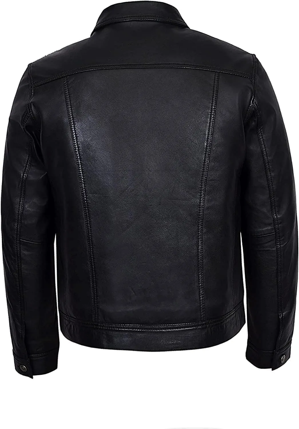 Mens Trucker Leather Jacket Vintage Genuine Lambskin Leather Jacket Men Shirt Style Man Leather Jacket