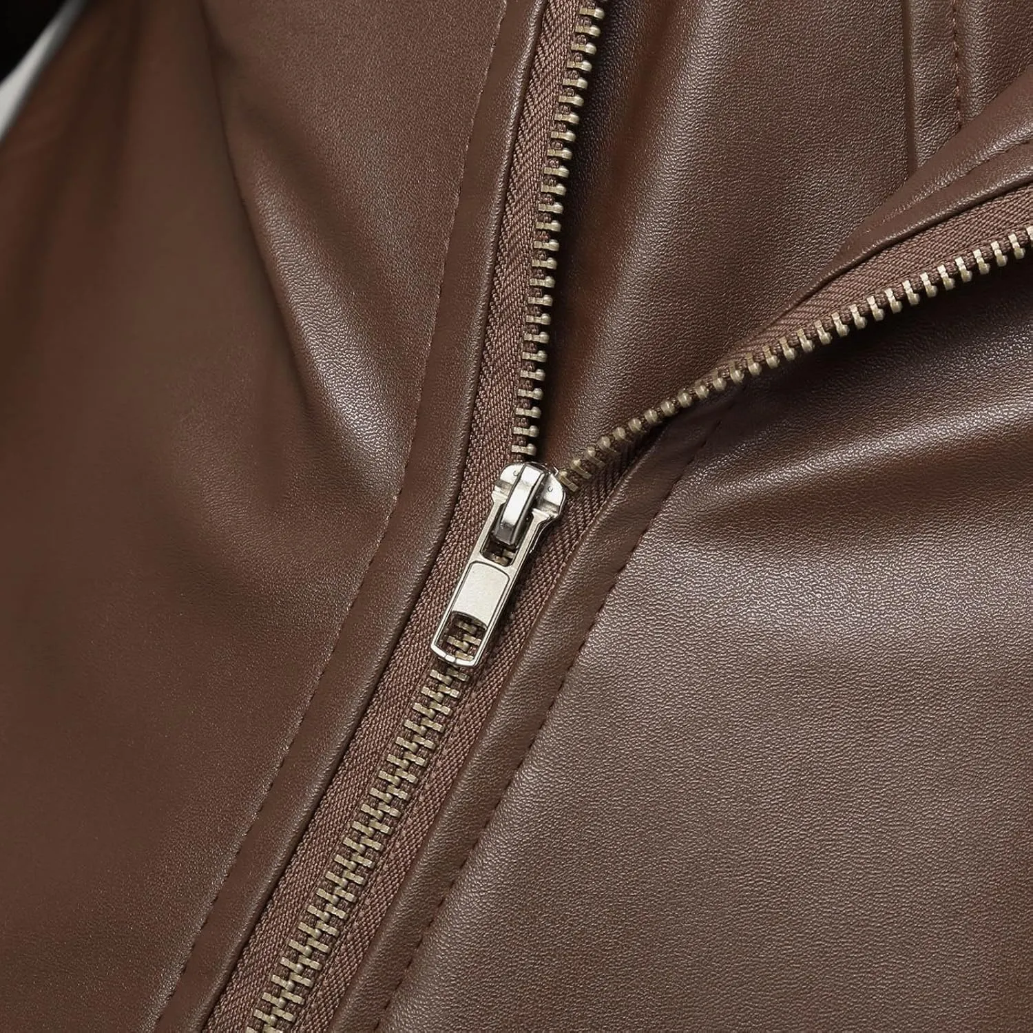 Men's Vintage Faux Leather Motorcycle Jacket with Asymmetrical Zipper and Belt Slim Fit Biker Coat for Casual Wear