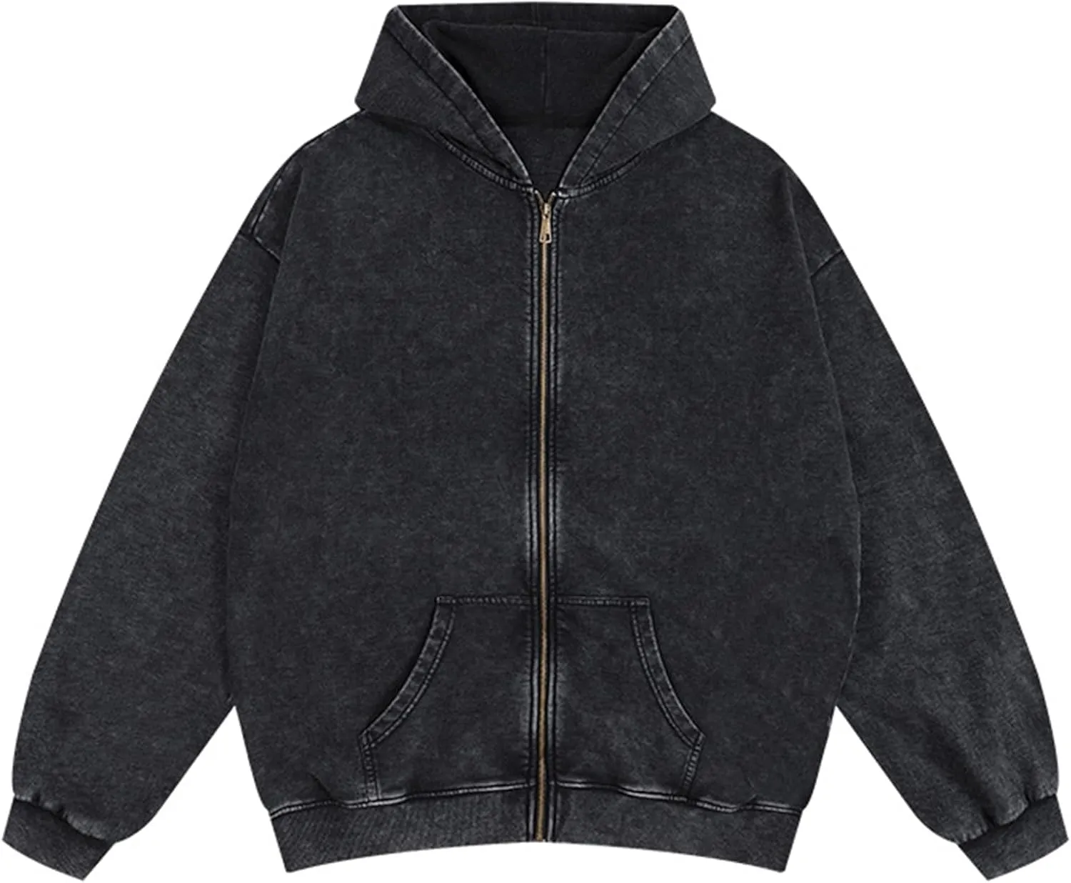 Mens Zip Up Hoodie Women Full Zip Hoodies Vintage Acid Wash Oversized Sweatshirts Hooded Sweatshirt Streetwear
