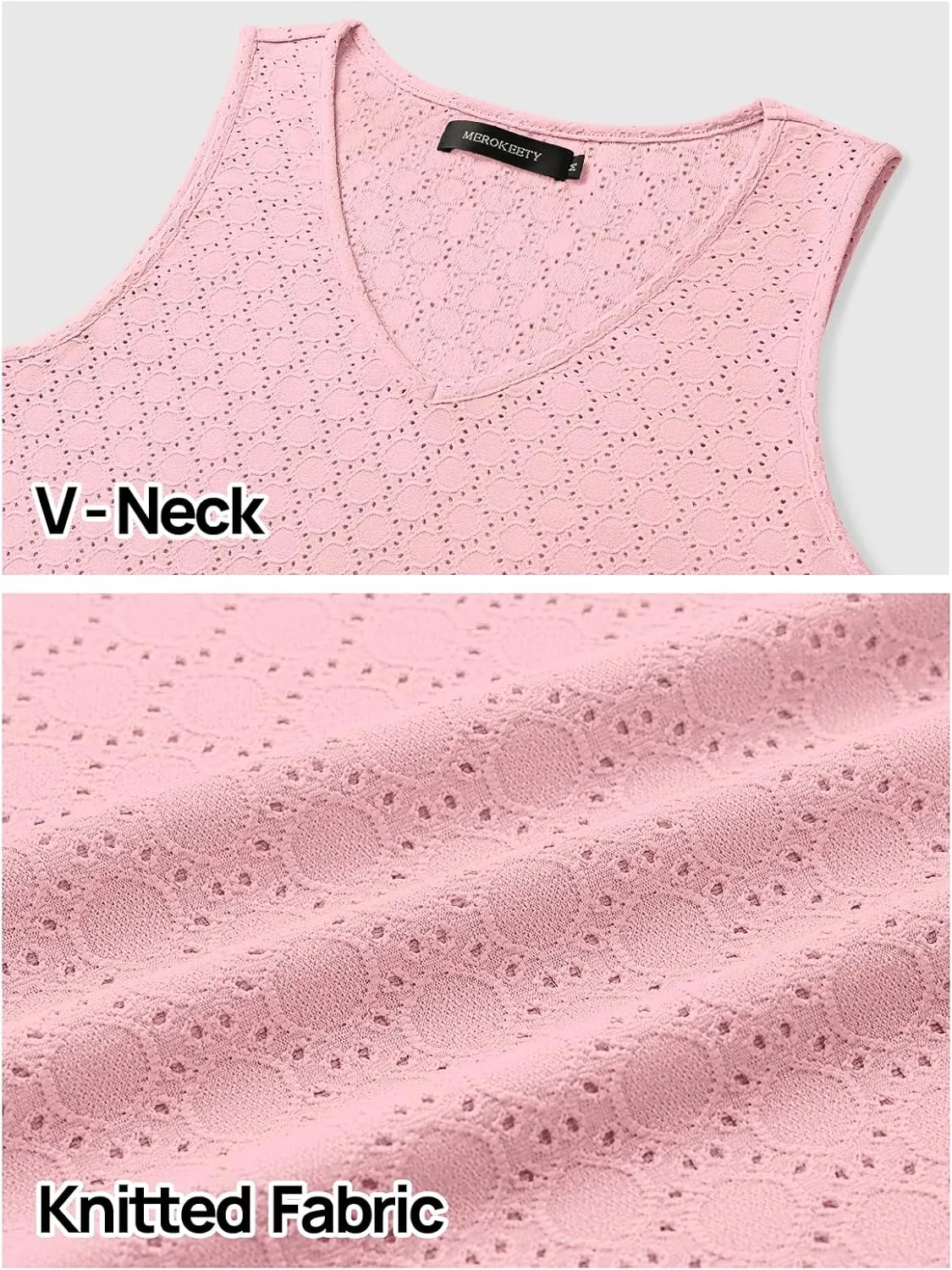 MEROKEETY Women's Summer Sleeveless Swimsuit Coverup 2025 Casual V Neck Eyelet Mini Dress Beach Sundresses