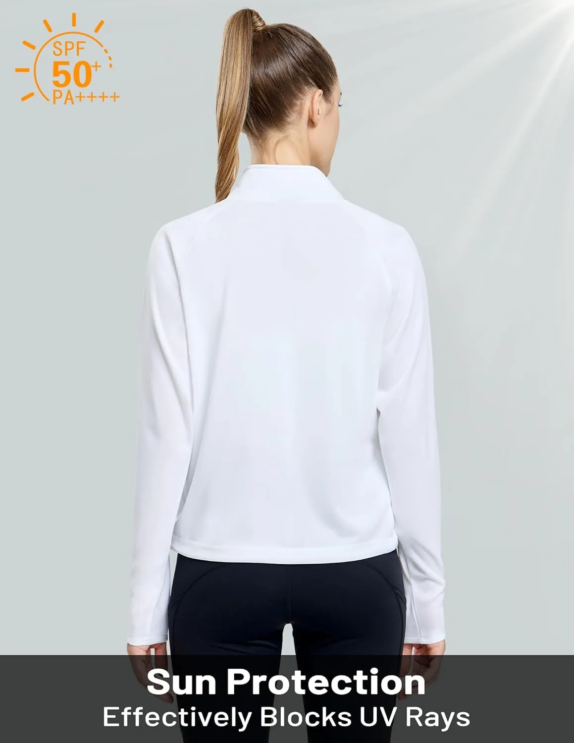 MIER Womens Athletic Jackets Light Weight Cropped Zip Up Workout Running Jacket UPF 50  Full Zip UV Shirts with Pockets