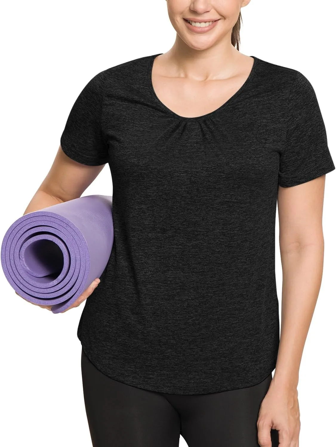 MISS FORTUNE Active Wear Yoga Top Cool Dry Workout Shirt Exercise Clothes