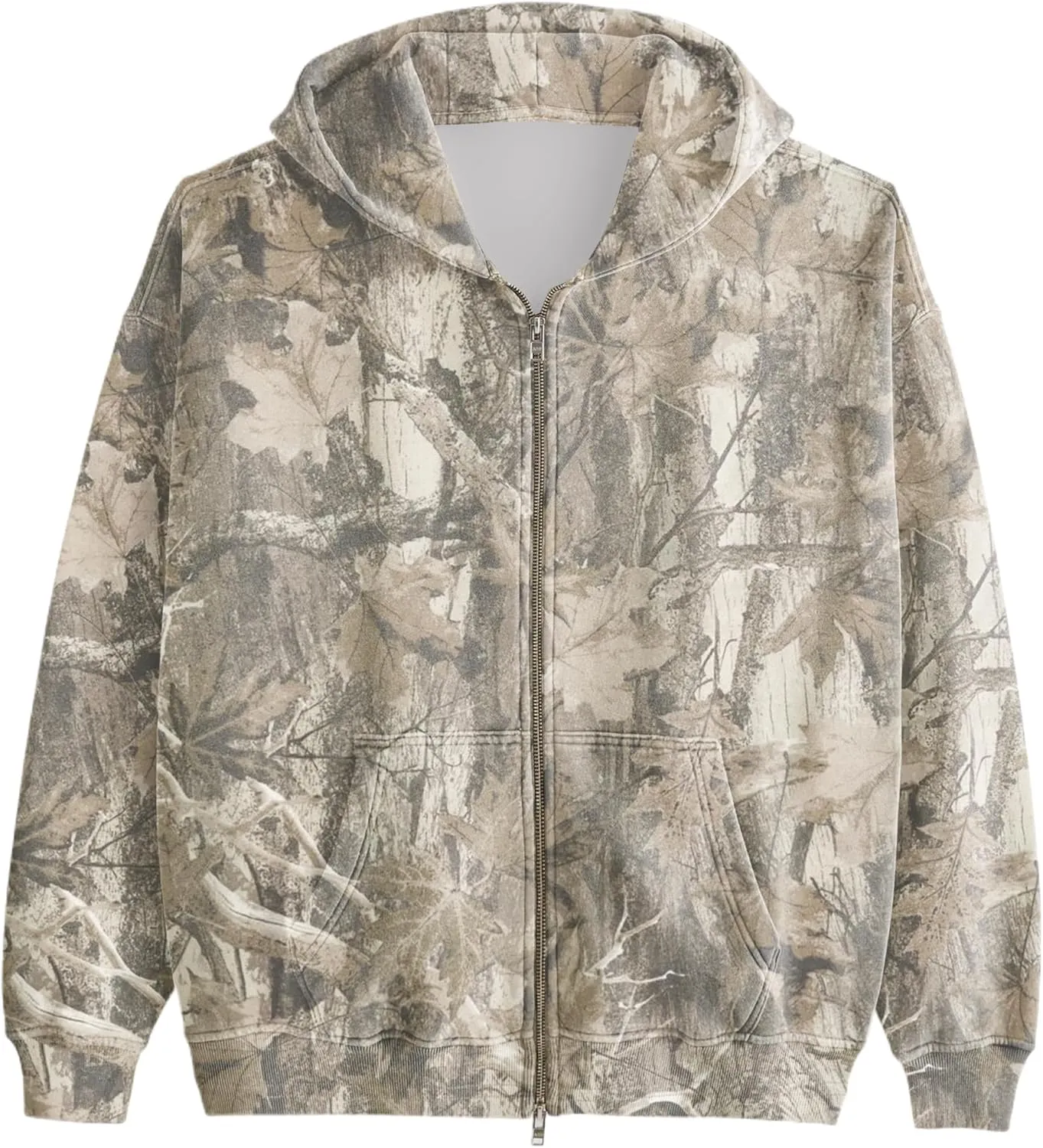 MISSACTIVER Camo Zip Up Hoodie Women Men Maple Leaf Print Fleece Oversized Hooded Sweatshirt Long Sleeve Jackets