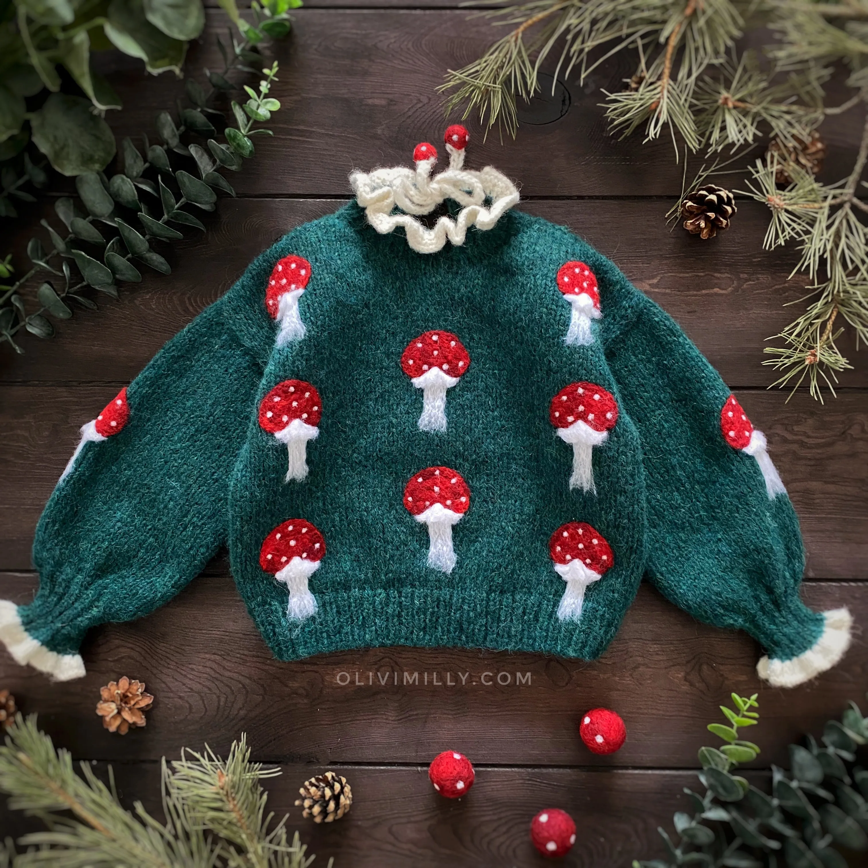 Mushrooms pullover | Emerald