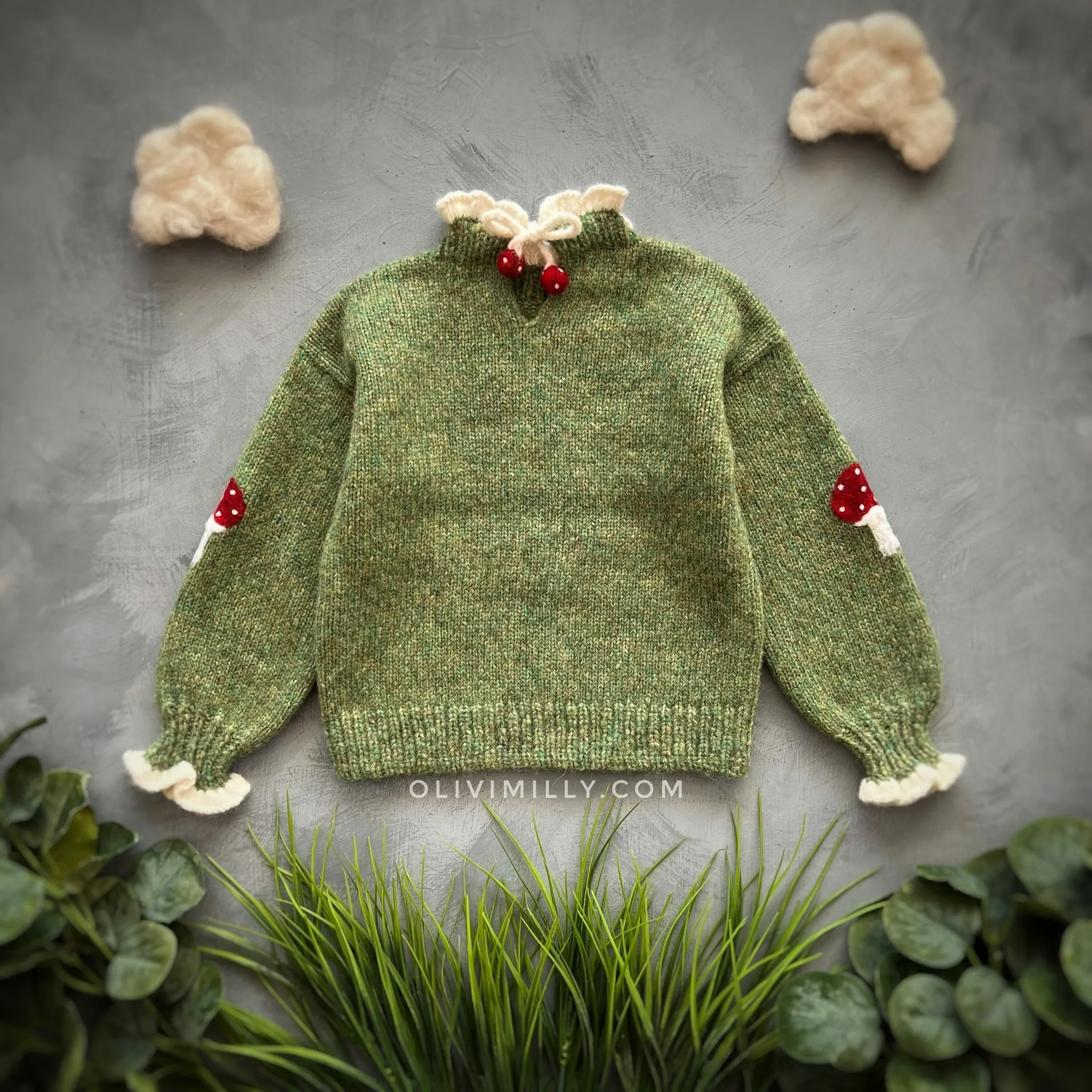 Mushrooms pullover | Moss Green
