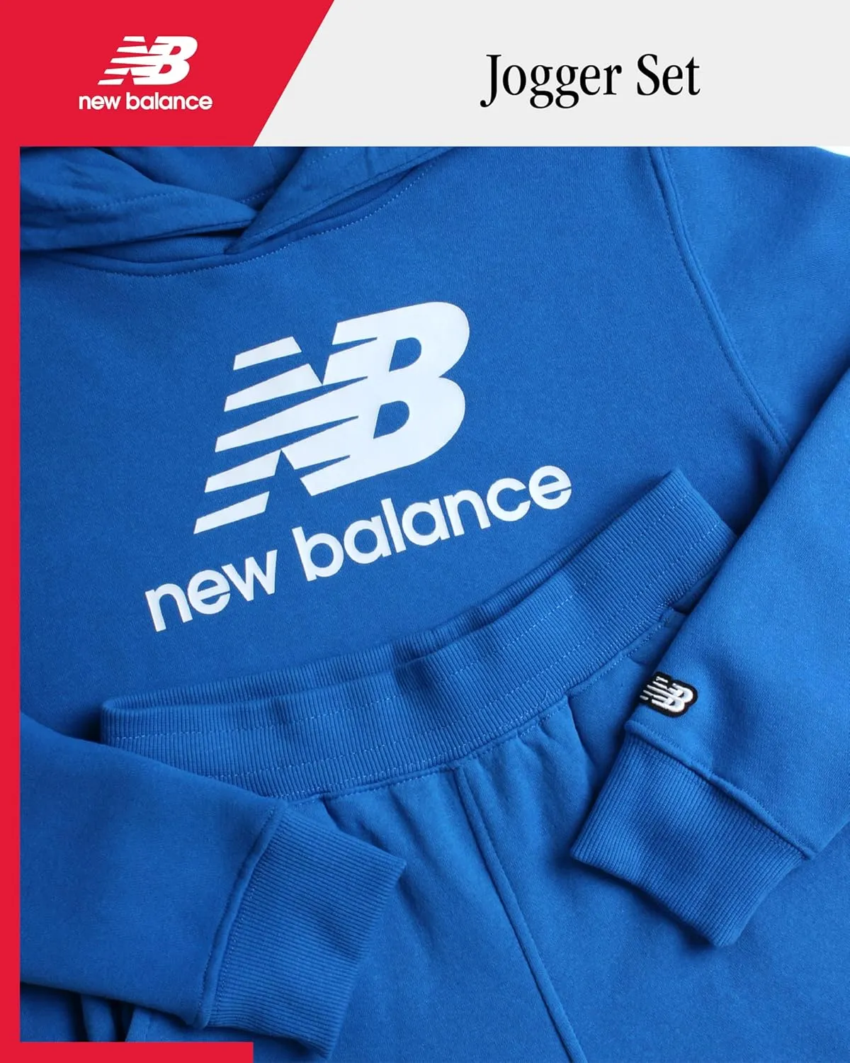 New Balance Boys Tracksuit Set - 2 Piece Athletic Performance Fleece Pullover Hoodie and Jogger Sweatpants Set (Sizes: 8-20)