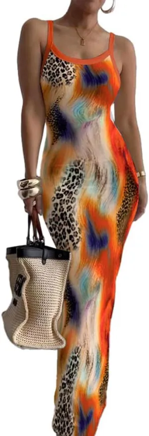Nimsruc Women Summer Long Dress Casual Slip Sexy Slim Sleeveless Bodycon Maxi Dresses for Women 2024