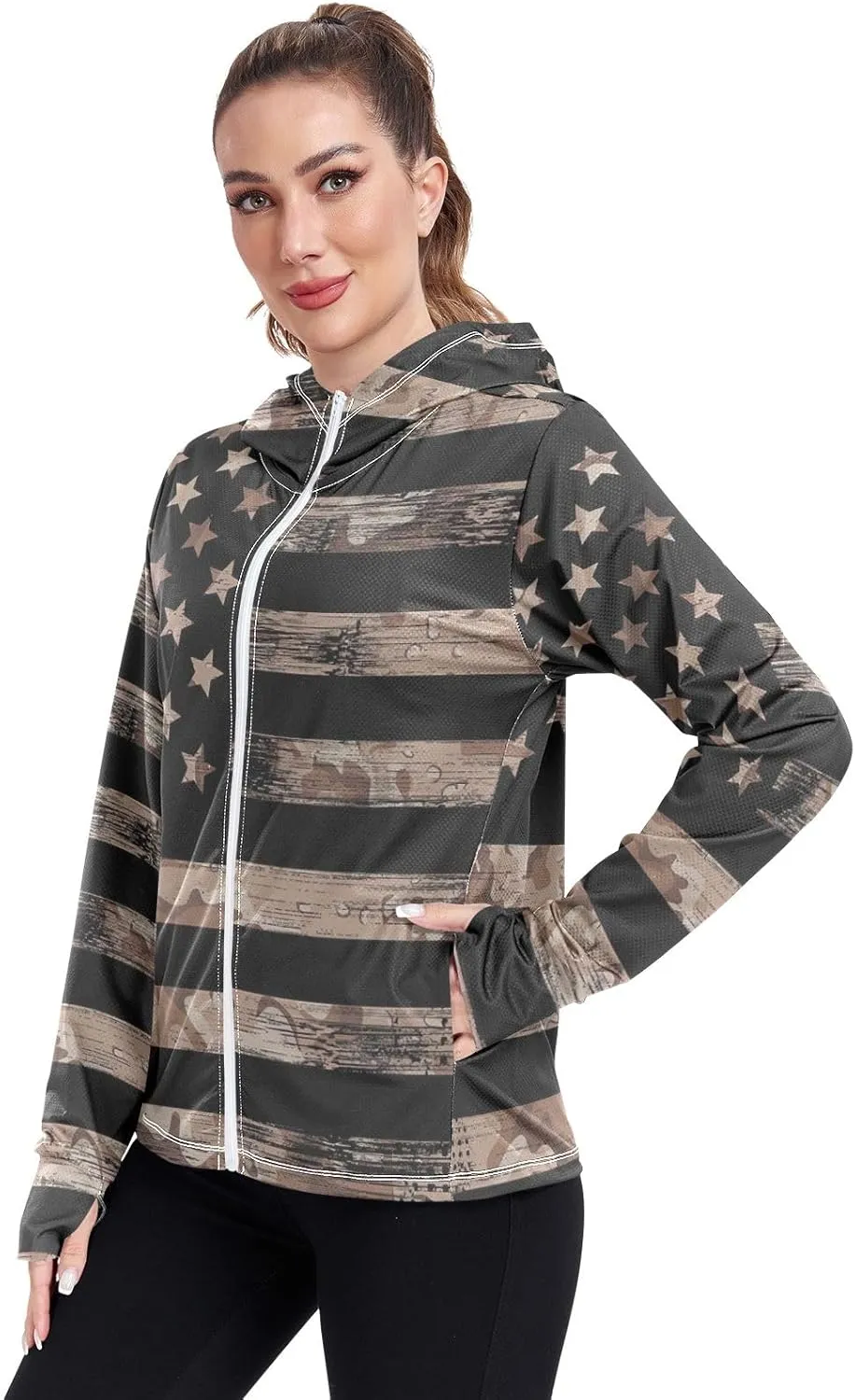 ODAWA Rose Gold Womens Upf Hoodie SPF Long Sleeve Sun Shirt Zip Up Hoodie UV Cooling Hoodie Summer Clothing