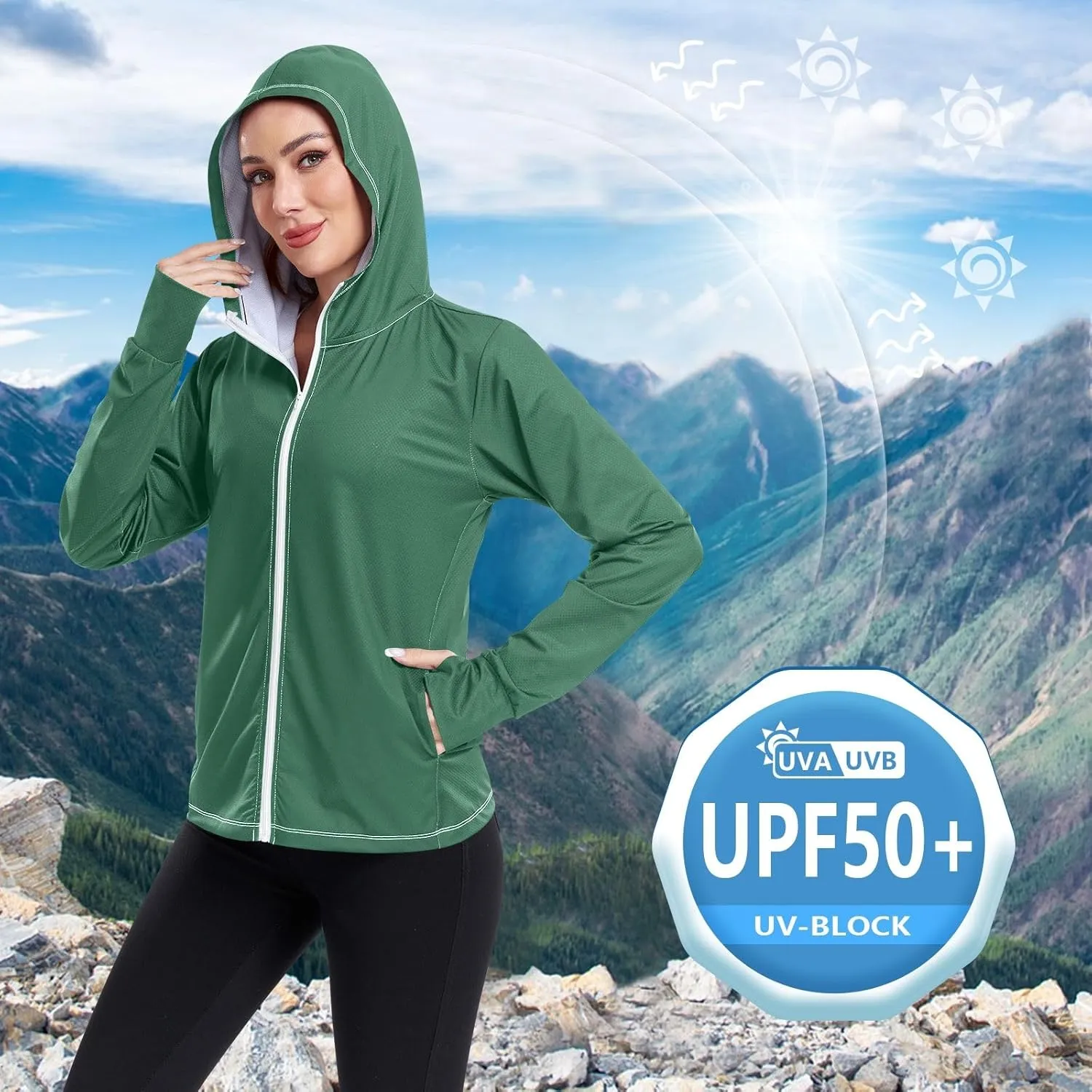 ODAWA Womens Upf Hoodie UV Cooling Hoodie Summer Clothing Sun Shirts