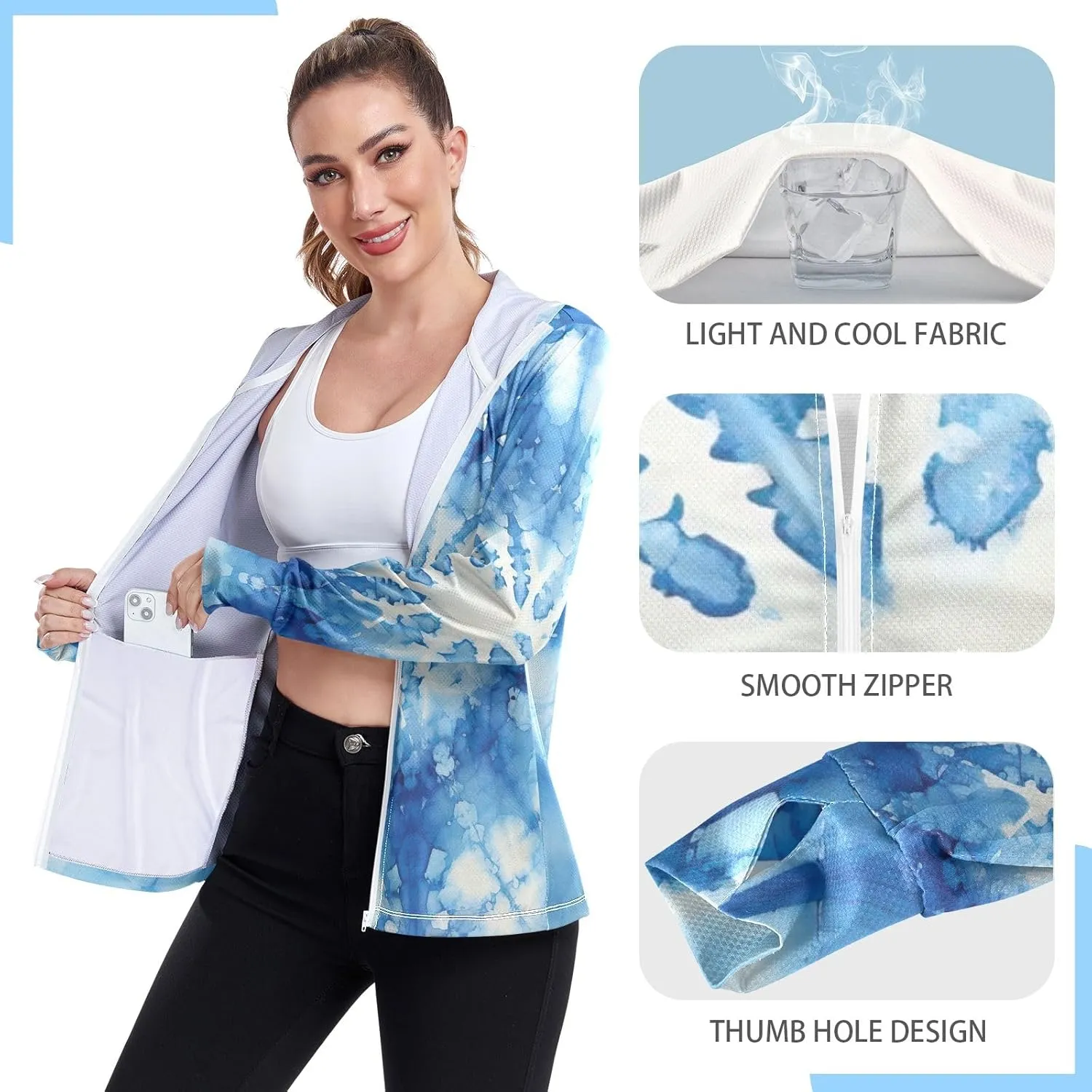 ODAWA Womens Upf Hoodie UV Cooling Hoodie Summer Clothing Sun Shirts