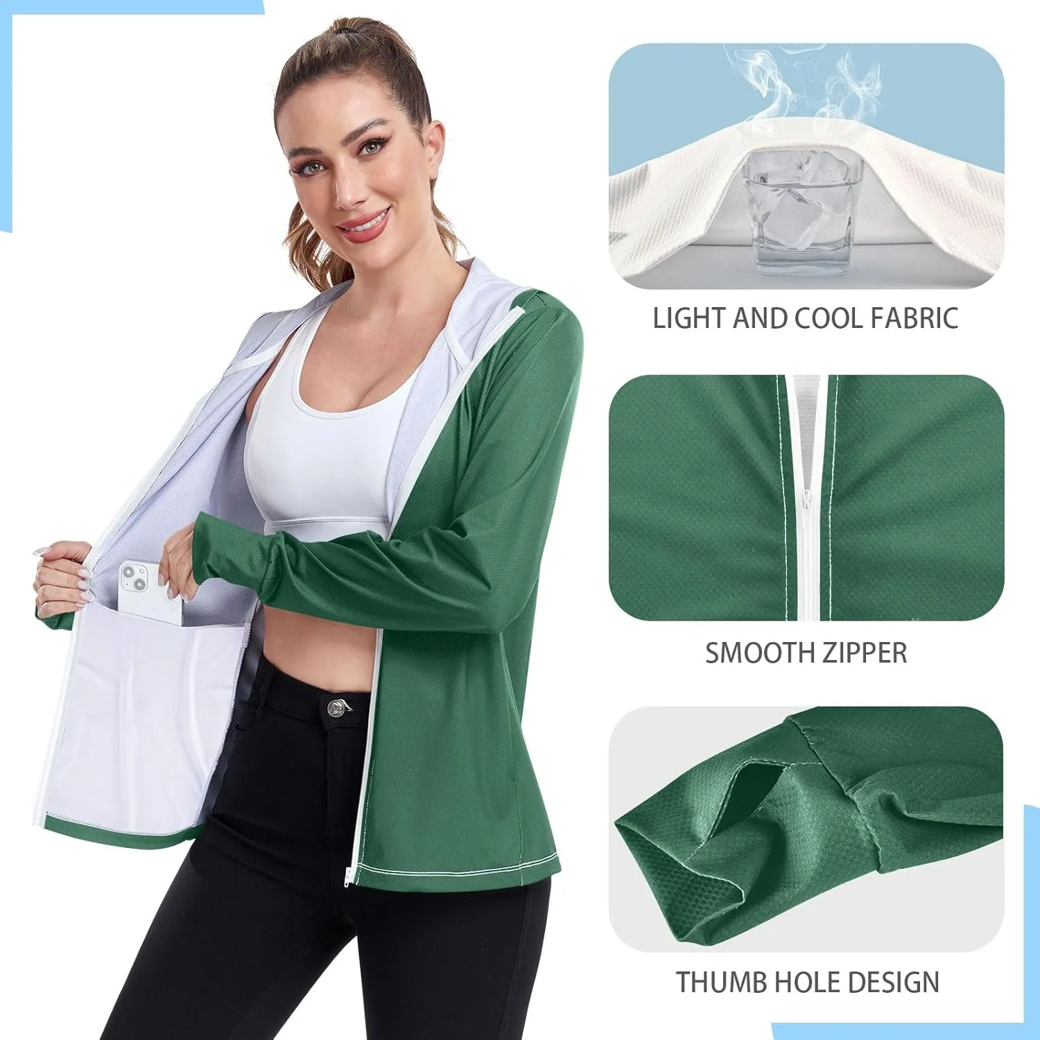 ODAWA Womens Upf Hoodie UV Cooling Hoodie Summer Clothing Sun Shirts