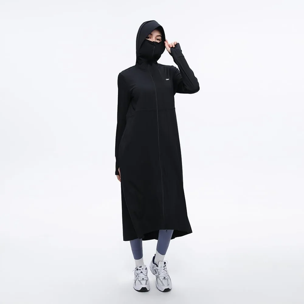 OHRAIN Long Sleeve Sun Skin Coat for Women UPF 50  UV Protection Long Hoodide Full Zip Cooling Trench Outdoor Hiking SLC3M384