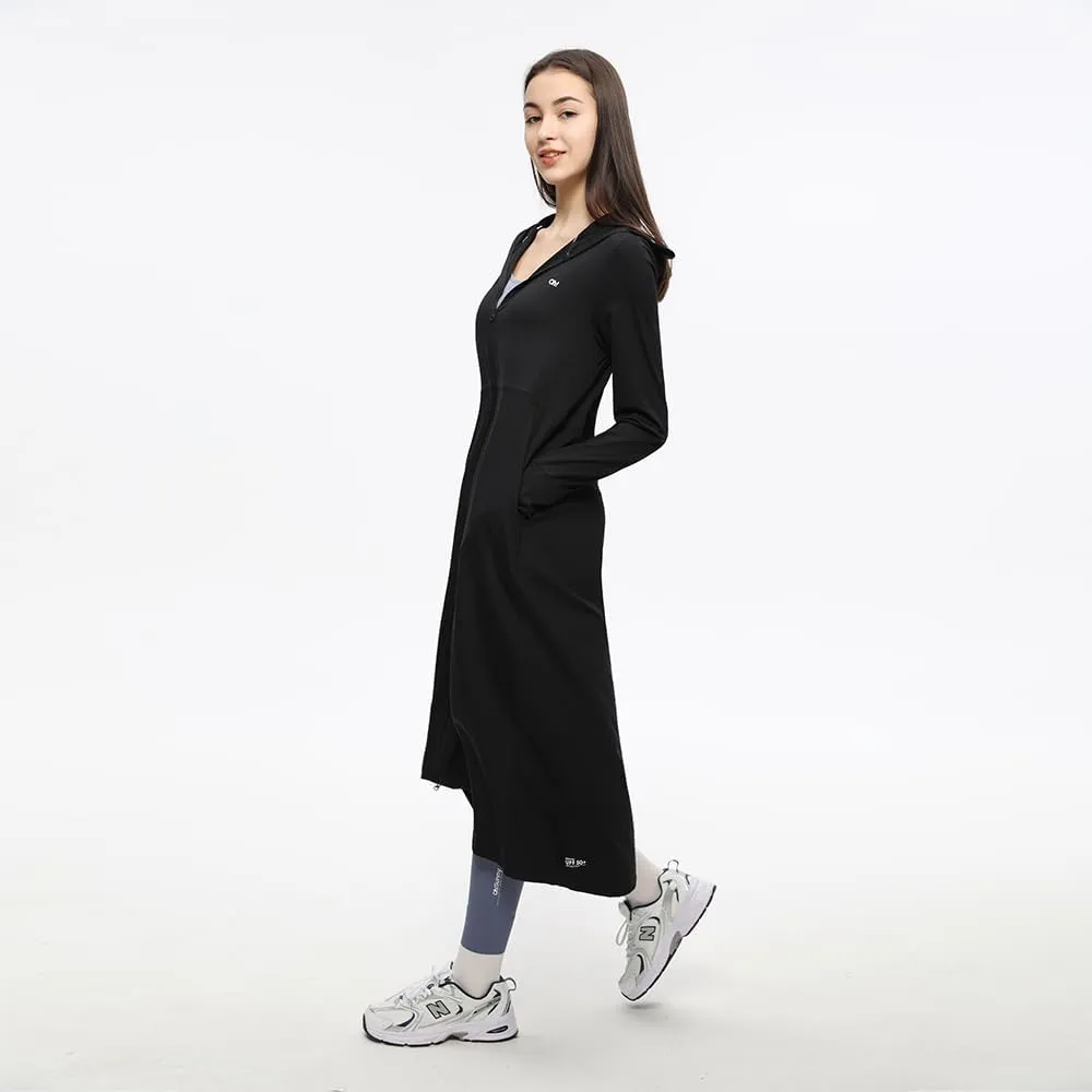 OHRAIN Long Sleeve Sun Skin Coat for Women UPF 50  UV Protection Long Hoodide Full Zip Cooling Trench Outdoor Hiking SLC3M384