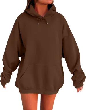 Oversized Hoodie For Women Plus Size Drop Shoulder Fleece Sweatshirts Comfy Pullover Tops Baggy Winter Coat w/Pockets
