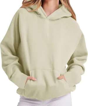 Oversized Hoodie For Womens Solid Color Sweatshirts Long Sleeve Fleece Pullover with Pocket Trendy Fall Outfits