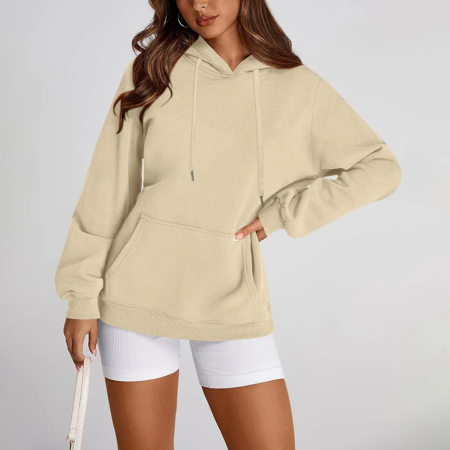 Oversized Hoodies for Women Soft Comfy Fleece Pullover Hoodie Drawstring Tunic Cute Sweatshirt Fall Outfits with Pocket