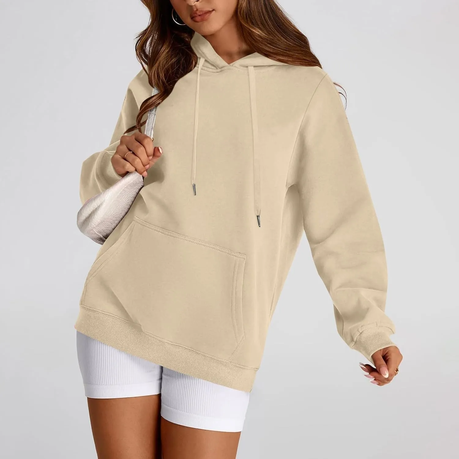 Oversized Hoodies for Women Soft Comfy Fleece Pullover Hoodie Drawstring Tunic Cute Sweatshirt Fall Outfits with Pocket