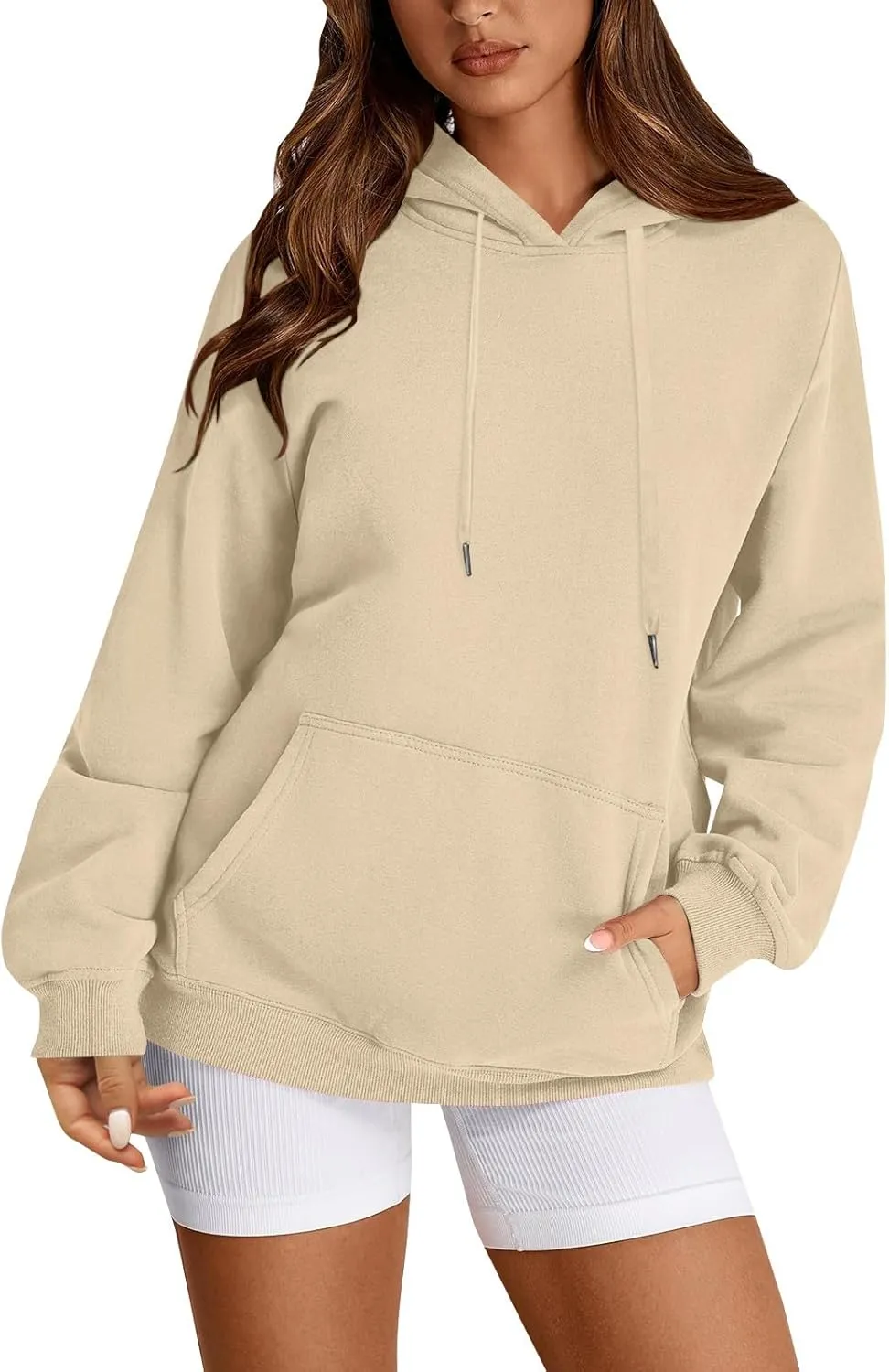 Oversized Hoodies for Women Soft Comfy Fleece Pullover Hoodie Drawstring Tunic Cute Sweatshirt Fall Outfits with Pocket