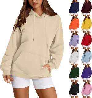 Oversized Hoodies for Women Soft Comfy Fleece Pullover Hoodie Drawstring Tunic Cute Sweatshirt Fall Outfits with Pocket