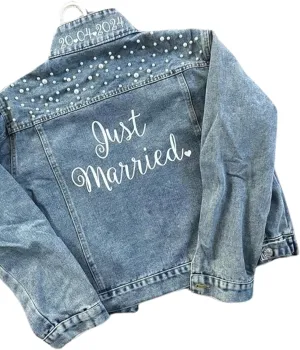 Personalized Denim Jacket With Pearls - Bridal Shower Gift - Customized Wedding Jacket - Future Mrs Custom - Womens Wifey - Bridesmaids Gifts