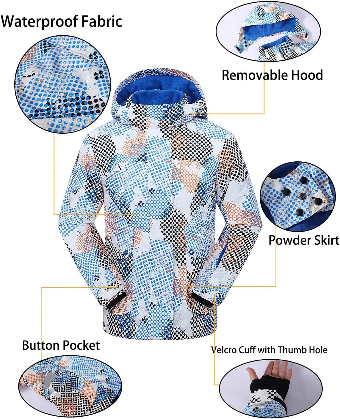 PHIBEE Big Boys' Waterproof Breathable Outdoor Warm Snowboard Ski Jacket
