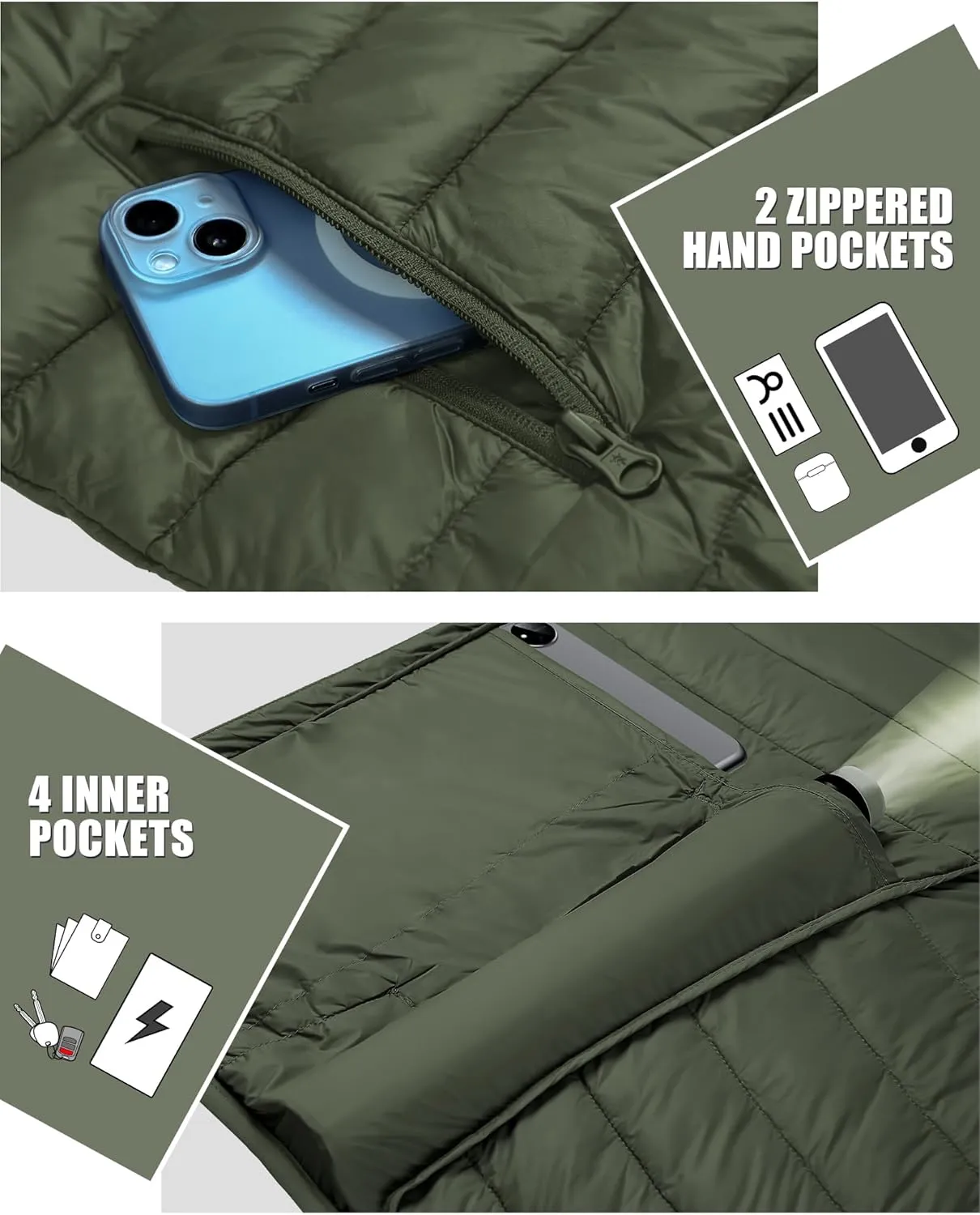 Pioneer Camp Mens Lightweight Packable Puffer Jacket Hooded Insulated Thermal Puffy Winter Jackets for Running Travel