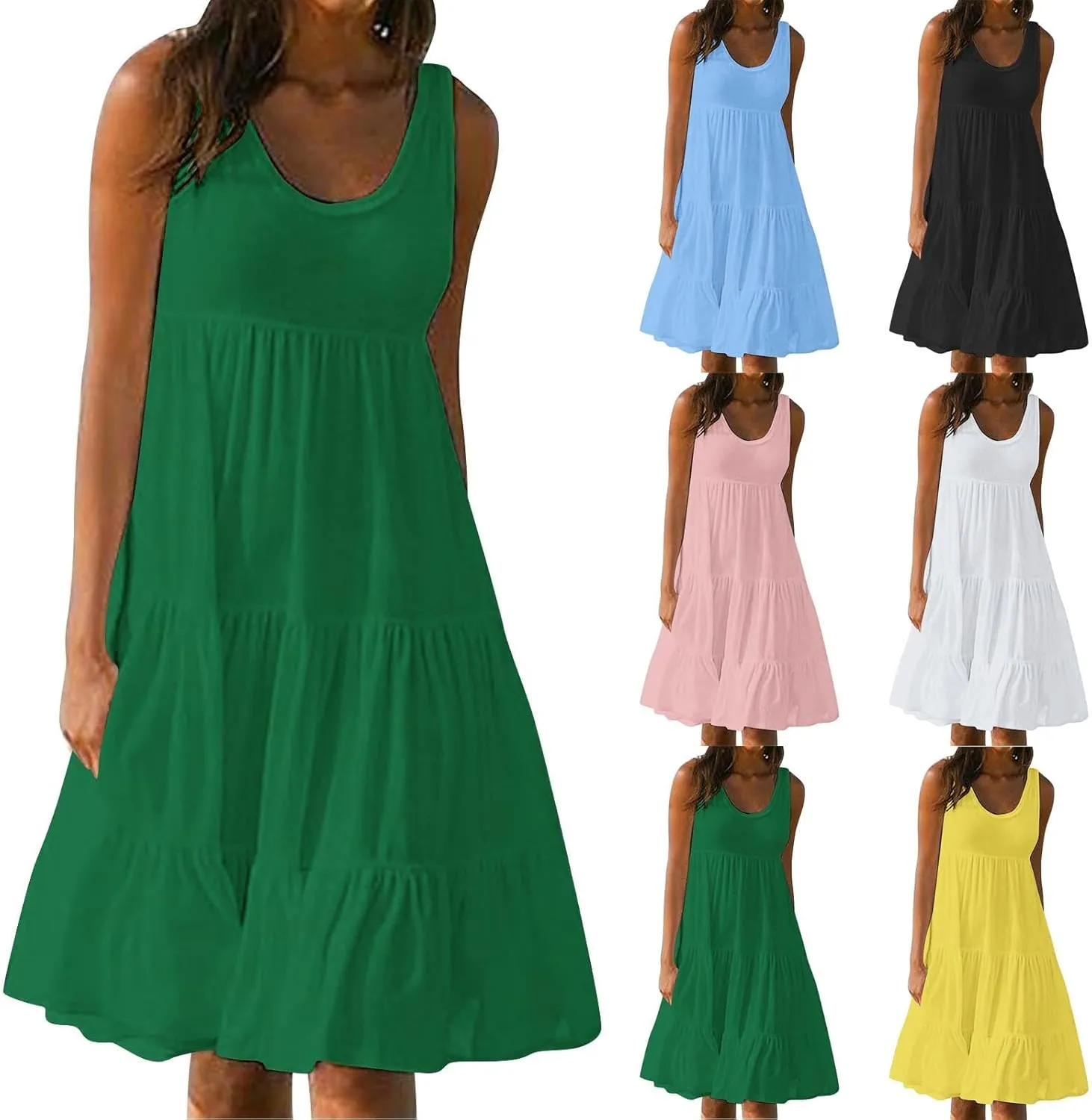 Plus Size Sundresses for Women Casual Swing Dresses Flowy Ruffle Mini Dress Boho Dresses Summer Beach Vacation Dress