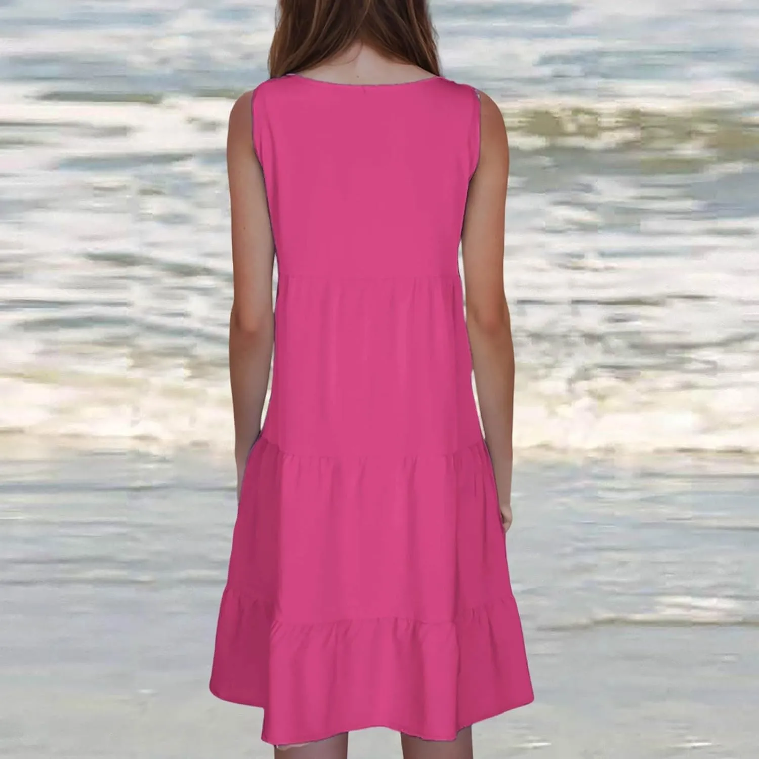 Plus Size Sundresses for Women Casual Swing Dresses Flowy Ruffle Mini Dress Boho Dresses Summer Beach Vacation Dress