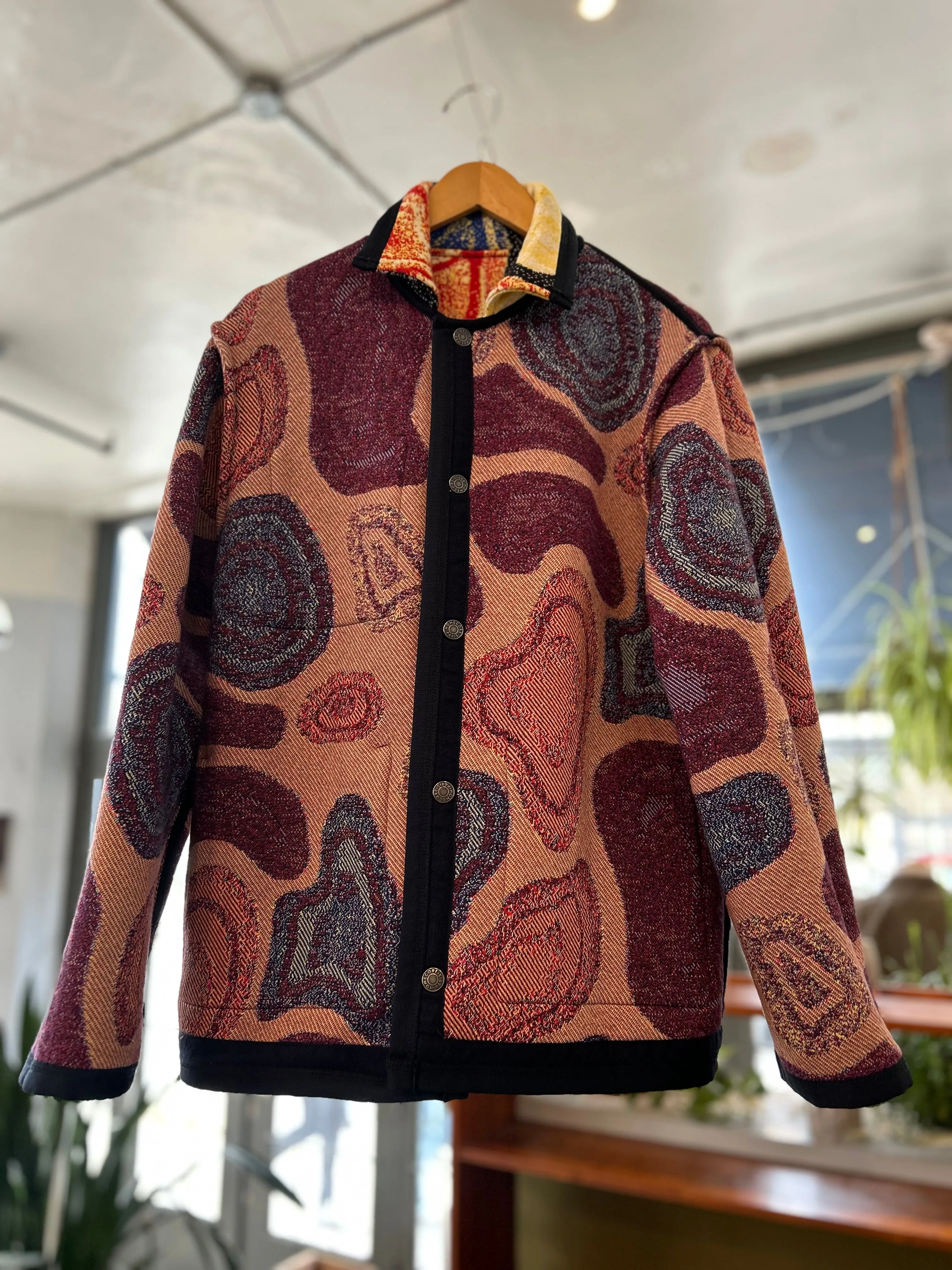 Quilted Jacquard Fleece Jacket - Reversible