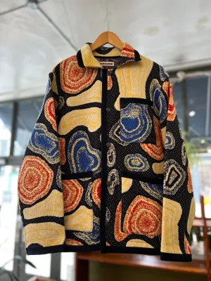 Quilted Jacquard Fleece Jacket - Reversible