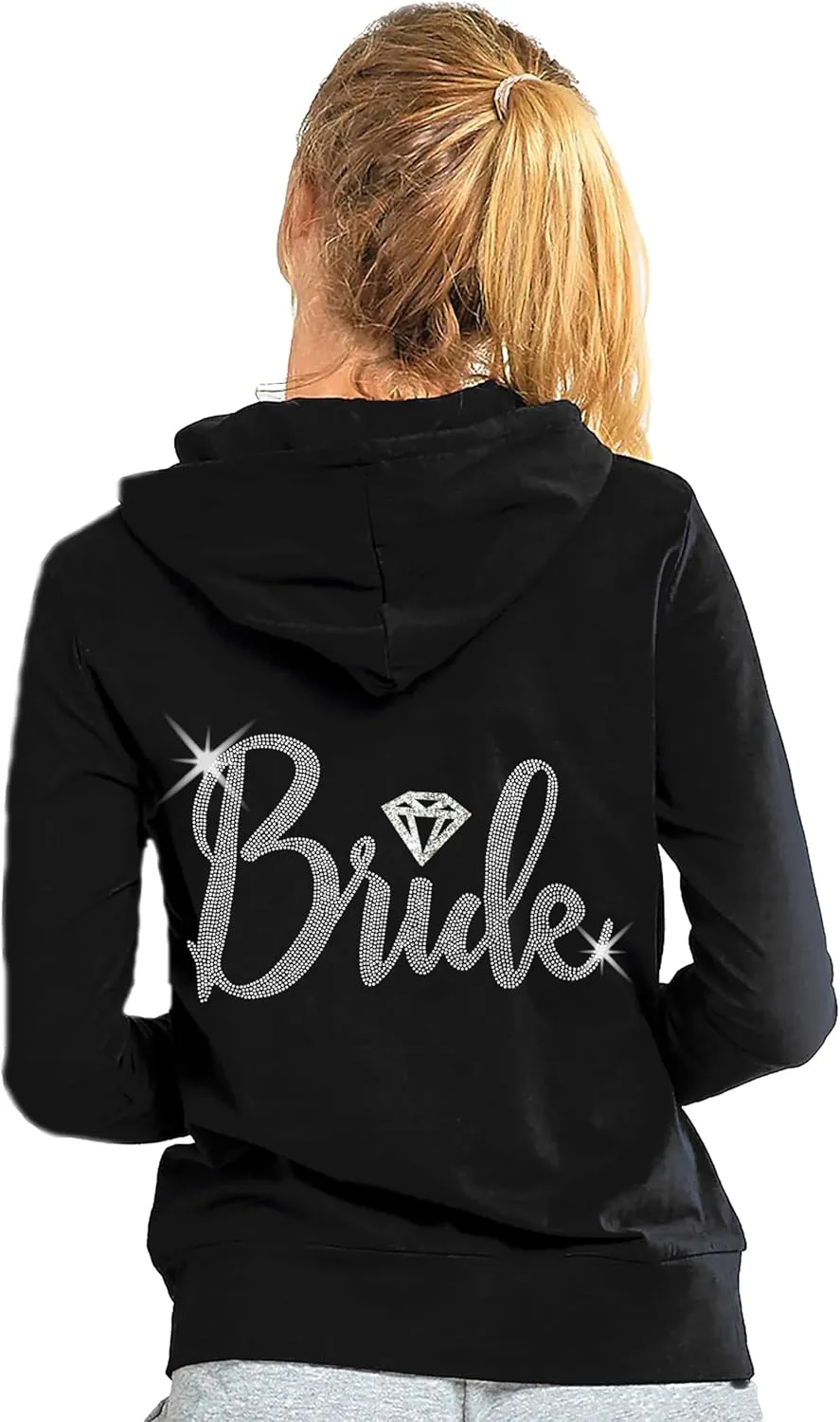 RhinestoneSash Bride Sweatshirt - Bride to Be Bridal Shower Spa Day Zip Up Jacket - Bachelorette Party Hoodie