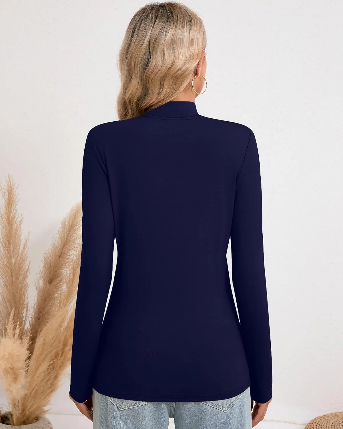 Riyiper 3 Pack Women's Tight Mock Turtleneck Tops Fitted Lightweight Long Sleeve Base Layer Shirts