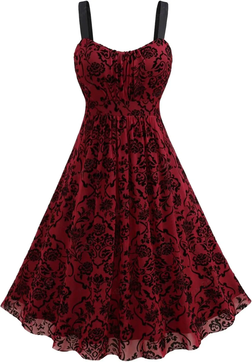 ROSE GAL Rosegal Women Plus Size Gothic Dress Layered Ruched Mesh Backless Dress