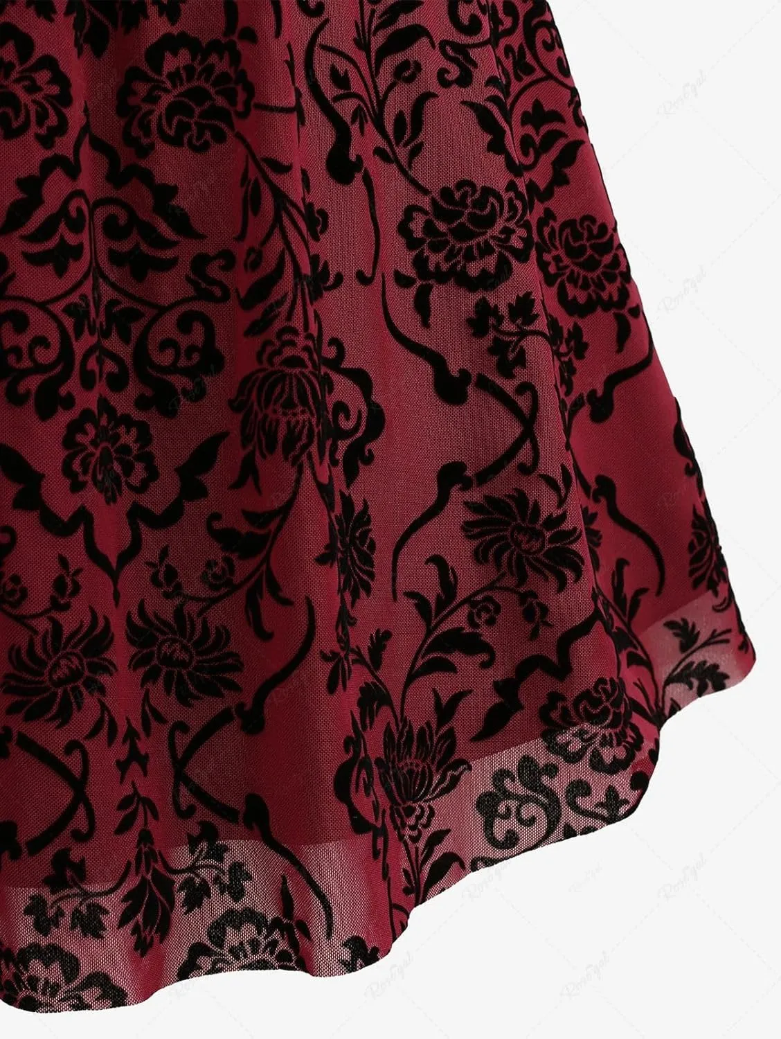 ROSE GAL Rosegal Women Plus Size Gothic Dress Layered Ruched Mesh Backless Dress