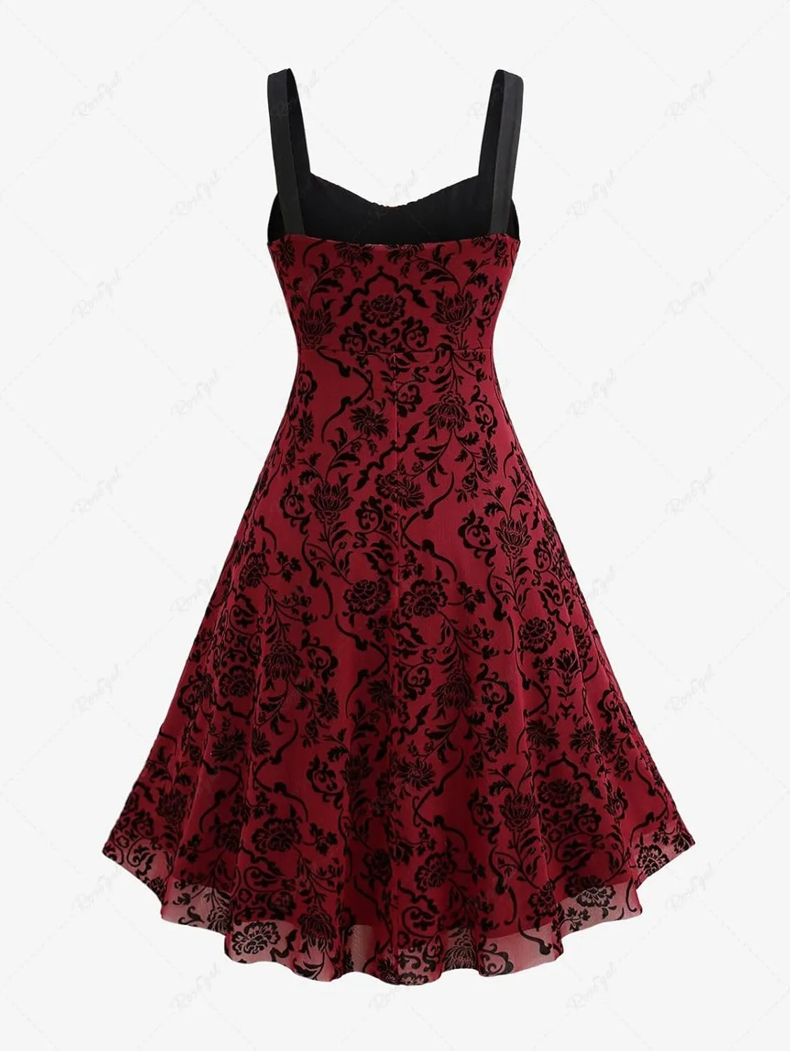 ROSE GAL Rosegal Women Plus Size Gothic Dress Layered Ruched Mesh Backless Dress