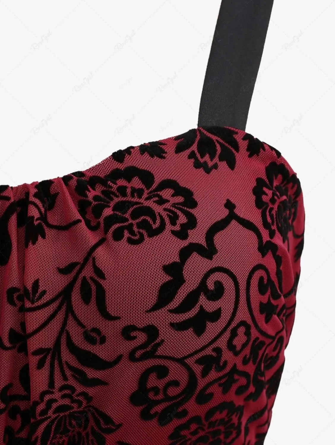 ROSE GAL Rosegal Women Plus Size Gothic Dress Layered Ruched Mesh Backless Dress