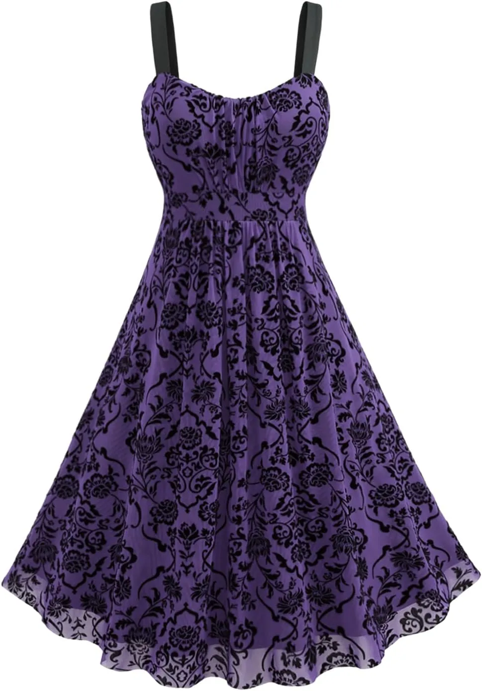 ROSE GAL Rosegal Women Plus Size Gothic Dress Layered Ruched Mesh Backless Dress