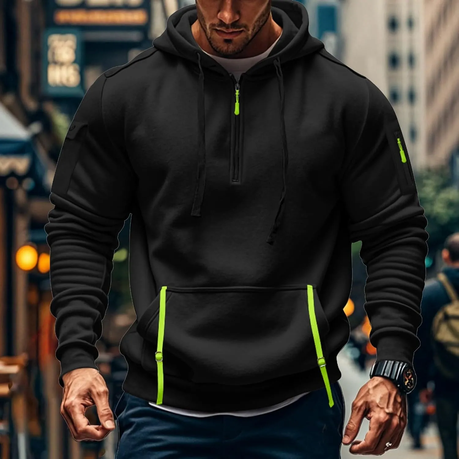 RTTUIOP Hoodies For Men Full Zip/Half Zip Hoodie Tactical Sweatshirt Vintage Long Sleeve Casual Fashion Hoodie