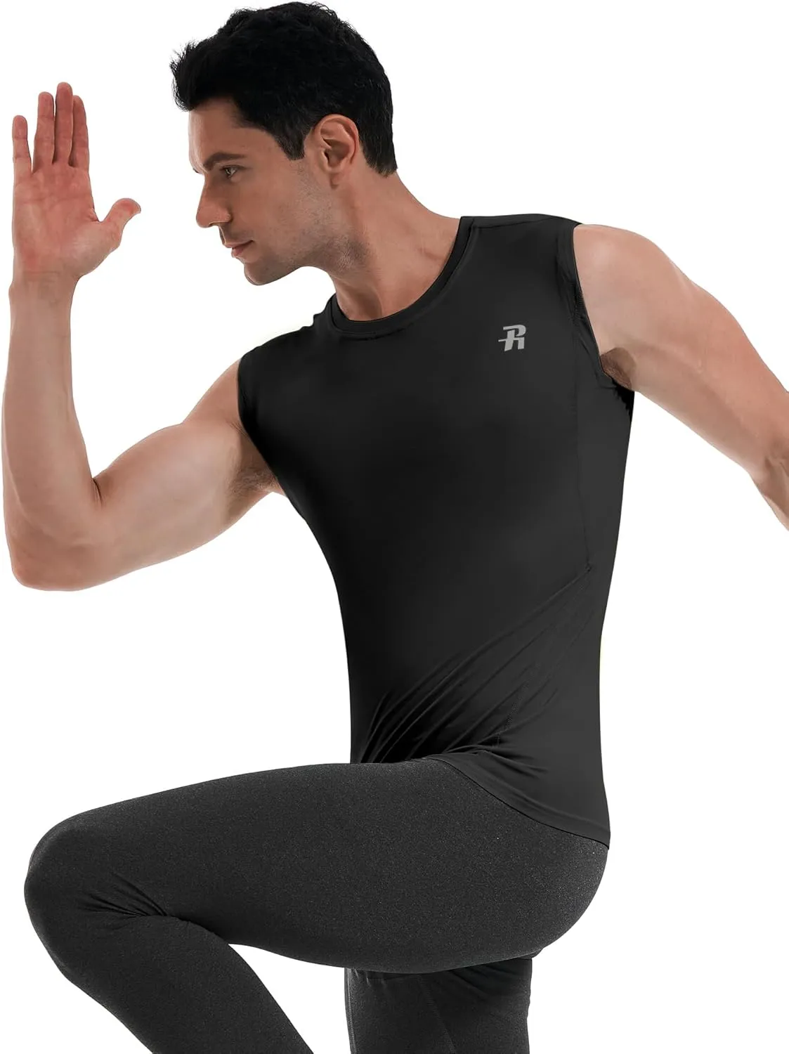 Runhit Sleeveless Compression Shirt Men Tank Top Athletic Muscle Shirts for Men
