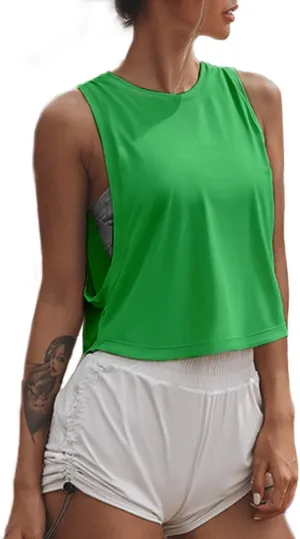 Sanutch High Neck Crop Top Workout Shirts Cropped Muscle Tank for Women